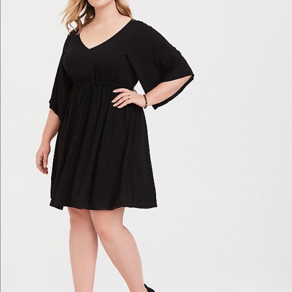 Black challis kimono skater dress